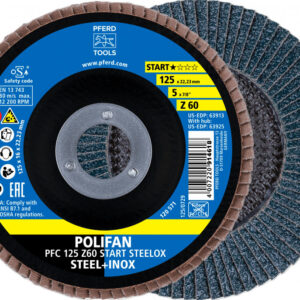 Lapelinis šlifavimo diskas START STEELOX 125mm Z60 PFC, Pferd