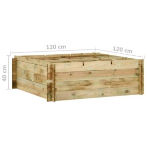 Lovelis daržovėms, 120x120x40cm, impregnuota pušies mediena