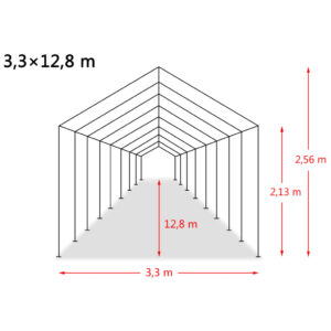 Nuimama palapinė gyvuliams, PVC, 550g/m², 3,3x12,8m, t. žalia