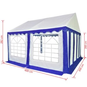 Sodo palapinė, mėlyna ir balta, PVC, 3x 4 m