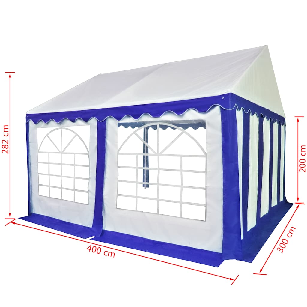 Sodo palapinė, mėlyna ir balta, PVC, 3x 4 m Sodo palapinė, mėlyna ir balta, PVC, 3x 4 m