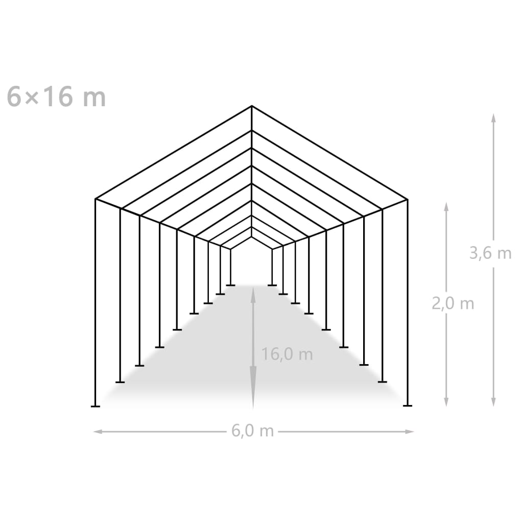 Proginė palapinė, PE, 6x16m, balta Proginė palapinė, PE, 6x16m, balta