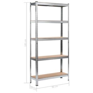 Lentynos, 2vnt., sidabrinės sp., 90x30x180cm, plienas ir MDF