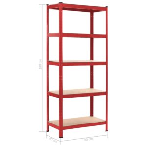 Lentynos, 2vnt., raudonos, 80x40x180cm, plienas ir MDF