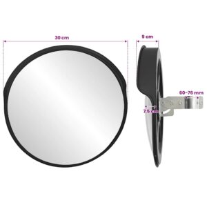 Sferinis kelio veidrodis, juodas, 30cm, PC plastikas, laukui