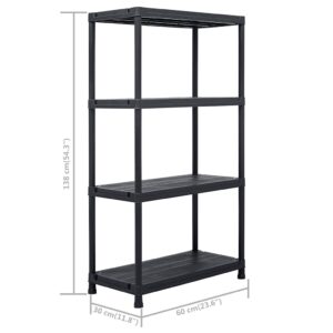 Sandėliavimo lentynos, 2vnt., juodos, 60x30x138cm, plastikas