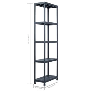 Sandėliavimo lentynos, 2vnt., juod., 60x30x180cm, plast., 125kg