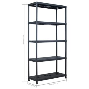 Sandėliavimo lentynos, 2vnt., juod., 90x40x180cm, plast., 260kg