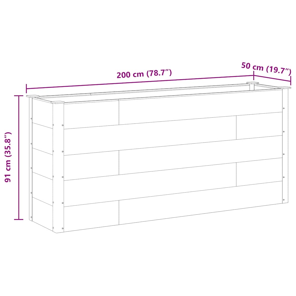 Sodo vazonas, pilkos spalvos, 200x50x91cm, WPC, aukštas Sodo vazonas, pilkos spalvos, 200x50x91cm, WPC, aukštas - Image 9
