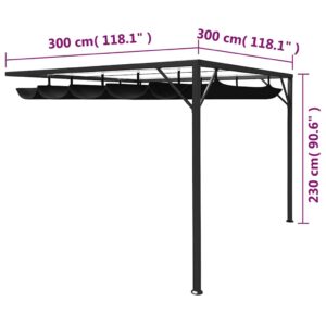 Sodo pavėsinė su įtraukiamu stogo skliautu, antracito, 3x3m