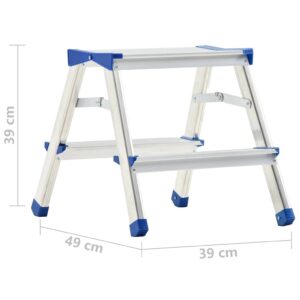 Aliuminės dvipusės kopėčios, 44cm, 2 laipteliai