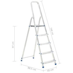 Aliuminės kopėčios, 5 laipteliai, 150kg