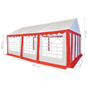 Sodo palapinė, raudona ir balta, 4x6m, PVC (310010+310018)