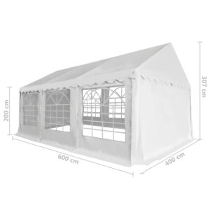 Sodo palapinė, baltos spalvos, 4x6m, PVC (310010+310021)