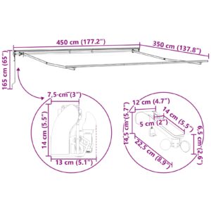 Elektrinis markizės rėmas su LED ir jutikliu 4,5 x 3,5 m Balta
