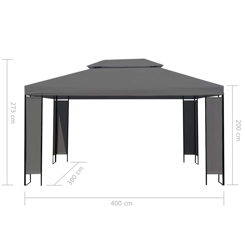 Pavėsinė su lemputėmis LED, antracito, 3x4m Pavėsinė su lemputėmis LED, antracito, 3x4m