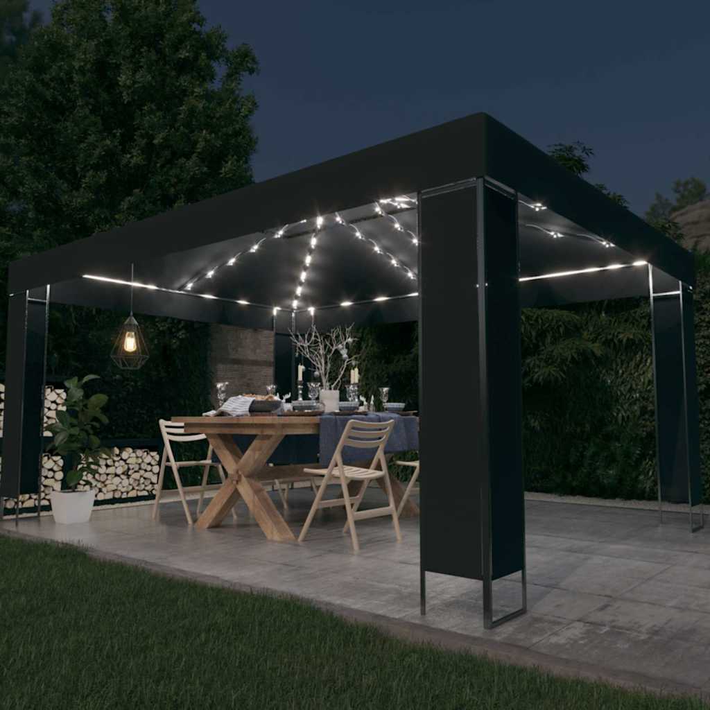 Pavėsinė su lemputėmis LED, antracito, 3x4m Pavėsinė su lemputėmis LED, antracito, 3x4m - Image 2