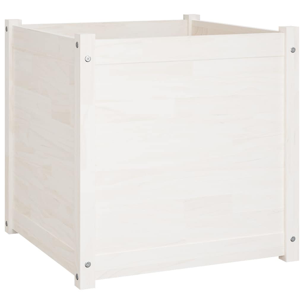 Sodo loveliai, 2vnt., balti, 60x60x60cm, pušies masyvas Sodo loveliai, 2vnt., balti, 60x60x60cm, pušies masyvas - Image 3