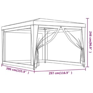 Proginė palapinė su 4 tinklinėmis sienomis, mėlyna, 3x4m, HDPE