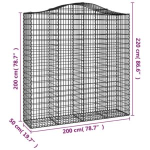 Išlenkti gabiono krepšiai, 14vnt., 200x50x200/220cm, geležis