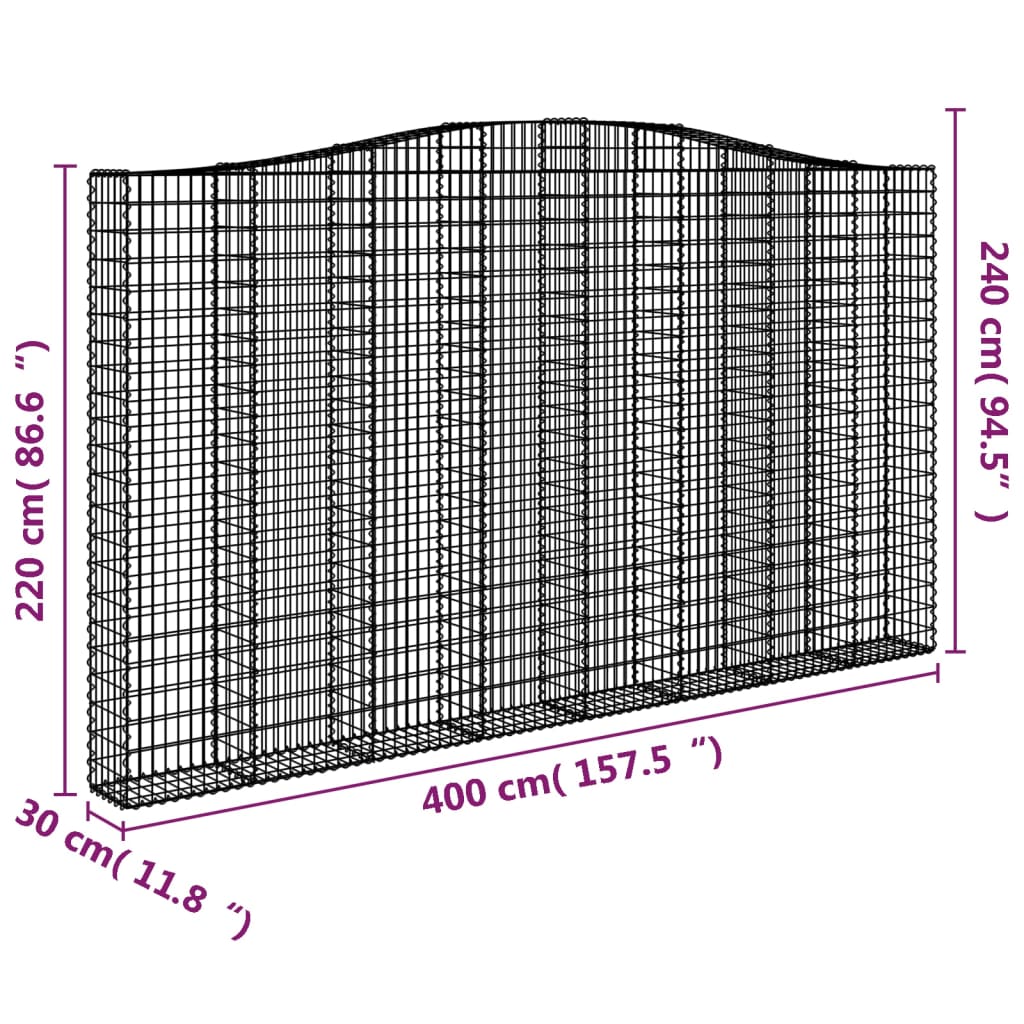 Išlenkti gabiono krepšiai, 15vnt., 400x30x220/240cm, geležis Išlenkti gabiono krepšiai, 15vnt., 400x30x220/240cm, geležis