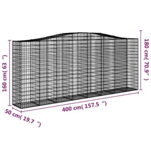 Išlenkti gabiono krepšiai, 20vnt., 400x50x160/180cm, geležis