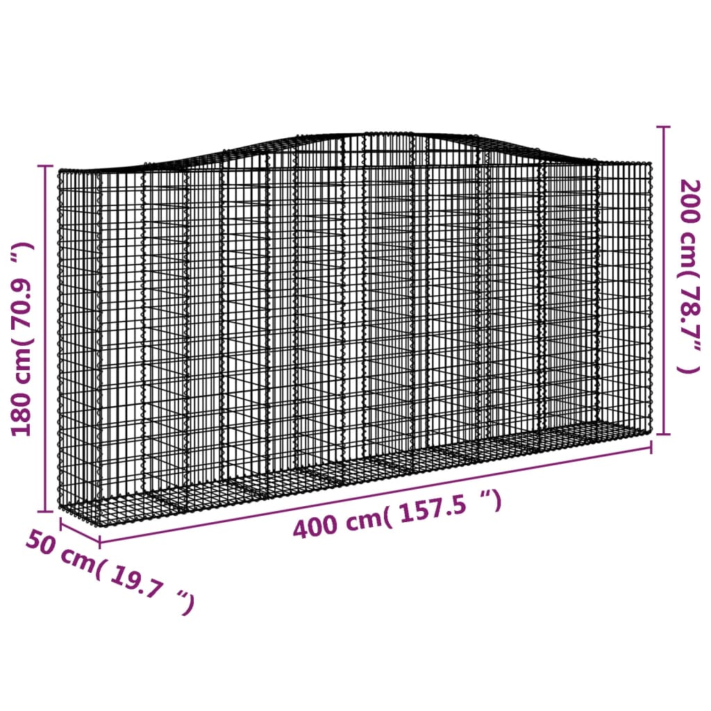Išlenkti gabiono krepšiai, 4vnt., 400x50x180/200cm, geležis Išlenkti gabiono krepšiai, 4vnt., 400x50x180/200cm, geležis