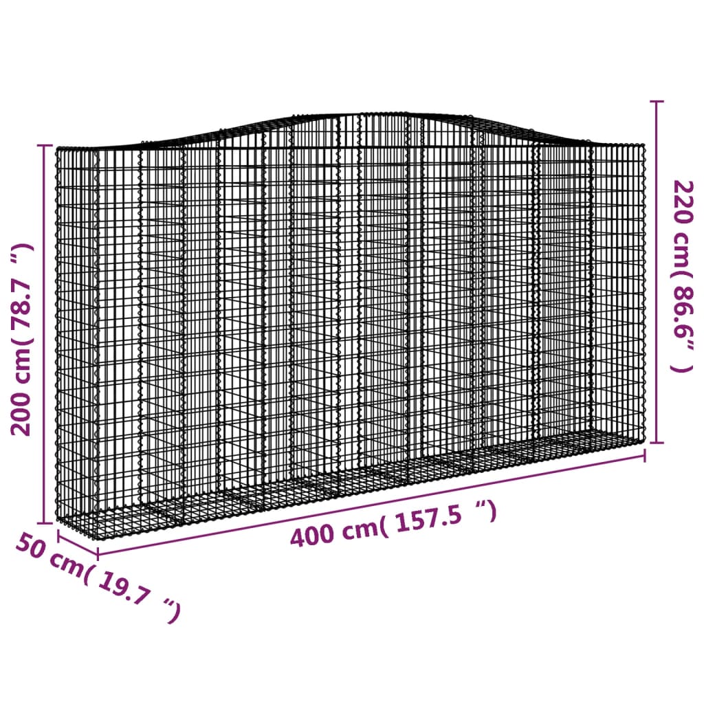 Išlenkti gabiono krepšiai, 20vnt., 400x50x200/220cm, geležis Išlenkti gabiono krepšiai, 20vnt., 400x50x200/220cm, geležis