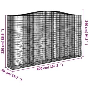 Išlenkti gabiono krepšiai, 15vnt., 400x50x220/240cm, geležis