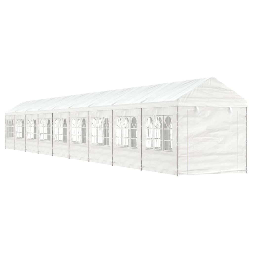 Pavėsinė su stogu, balta, 20,07×2,28×2,69m, polietilenas Pavėsinė su stogu, balta, 20,07x2,28x2,69m, polietilenas - Image 2