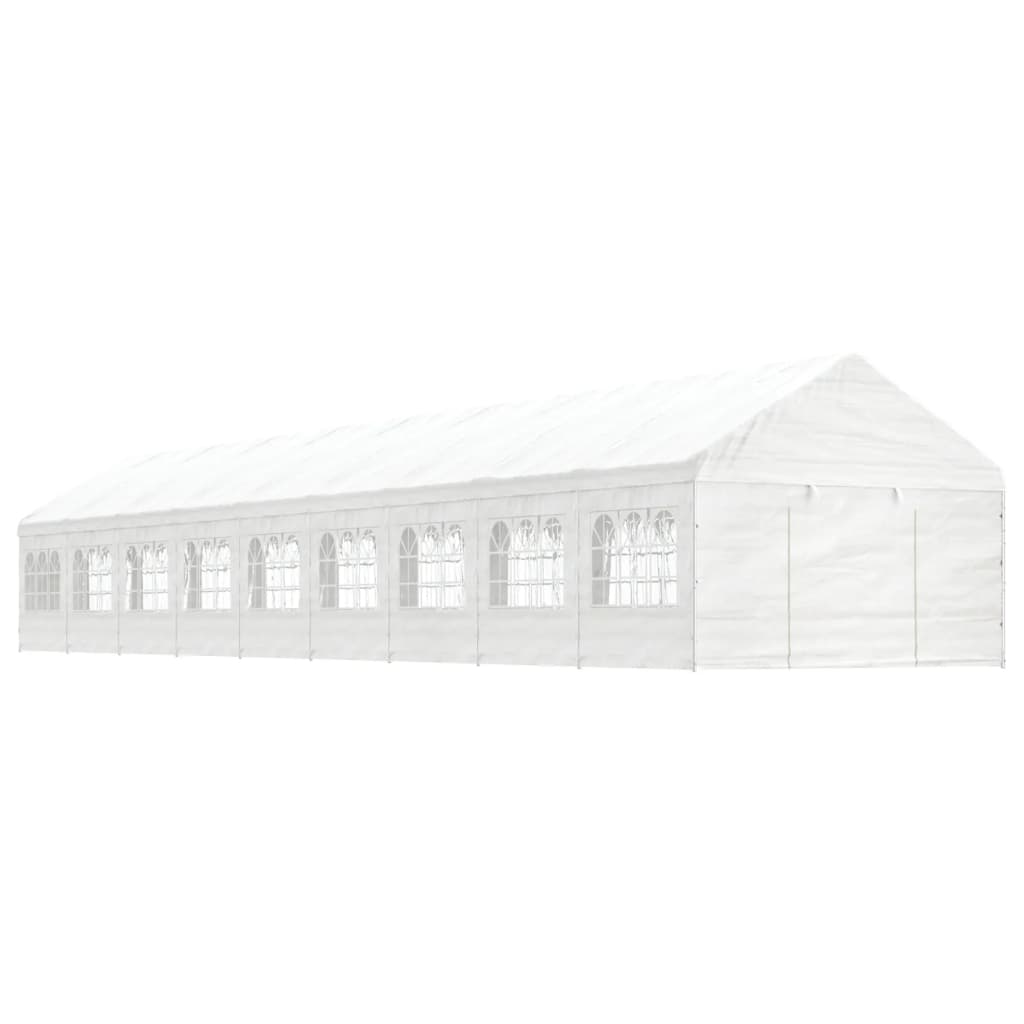 Pavėsinė su stogu, balta, 20,07×4,08×3,22m, polietilenas Pavėsinė su stogu, balta, 20,07x4,08x3,22m, polietilenas - Image 2