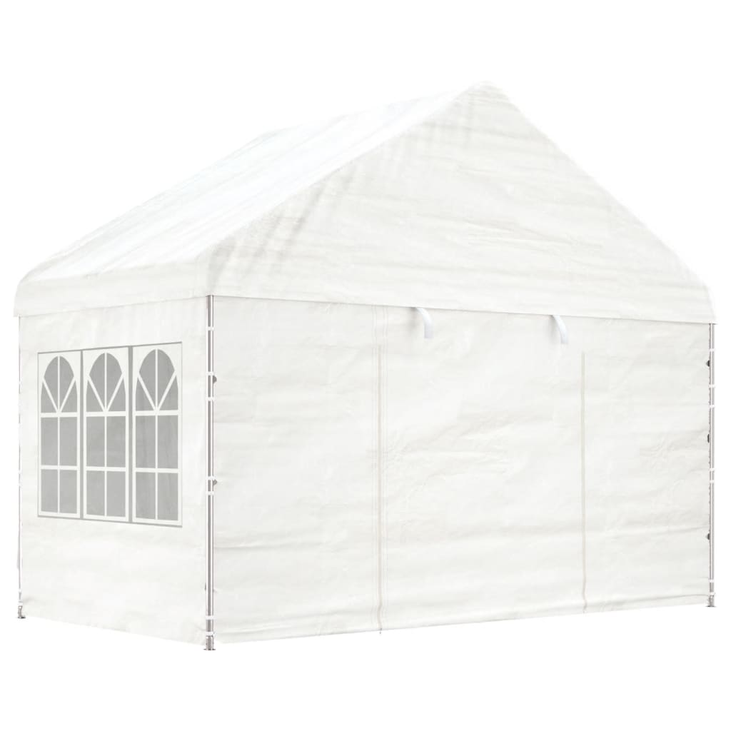 Pavėsinė su stogu, balta, 20,07×4,08×3,22m, polietilenas Pavėsinė su stogu, balta, 20,07x4,08x3,22m, polietilenas - Image 3