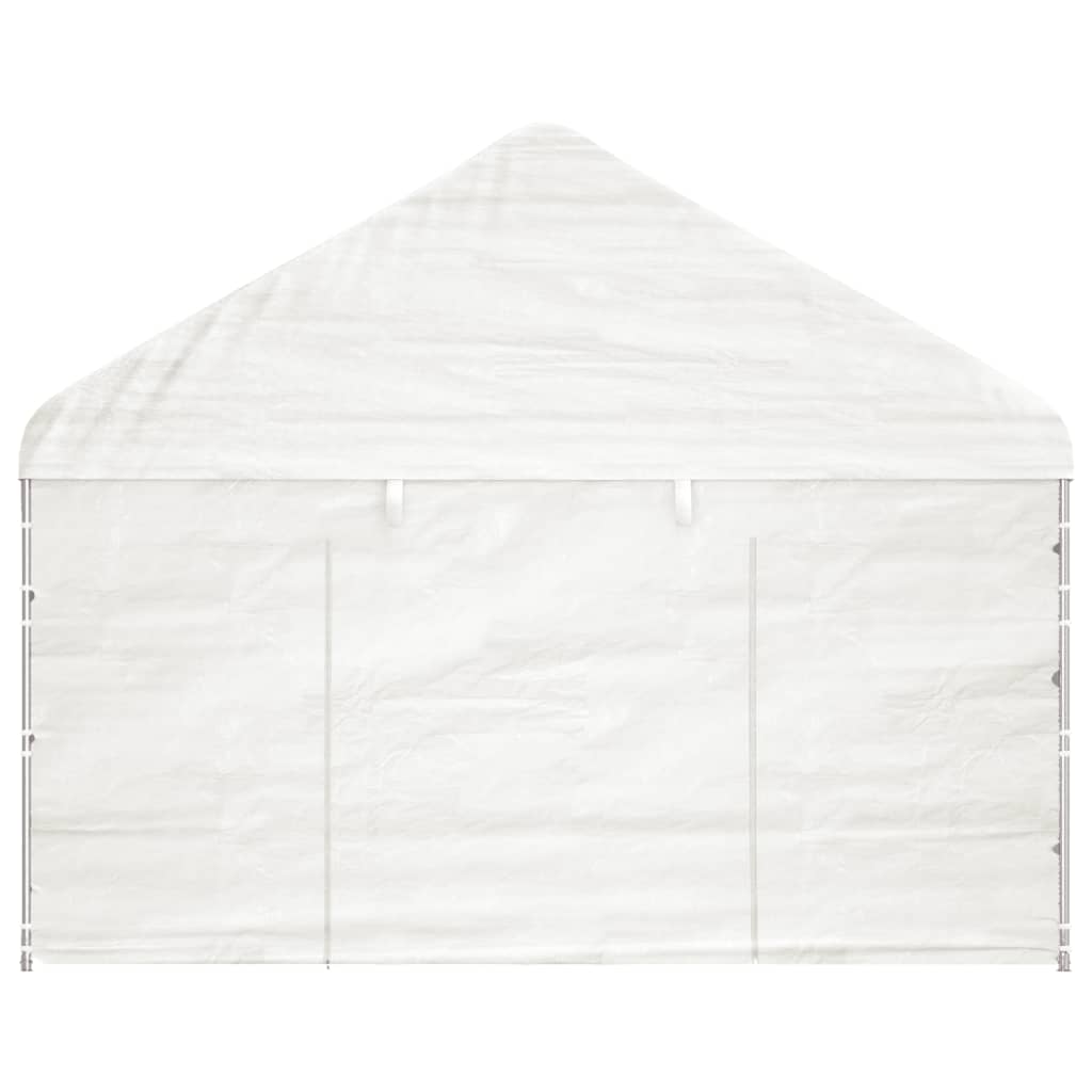 Pavėsinė su stogu, balta, 20,07×4,08×3,22m, polietilenas Pavėsinė su stogu, balta, 20,07x4,08x3,22m, polietilenas - Image 4