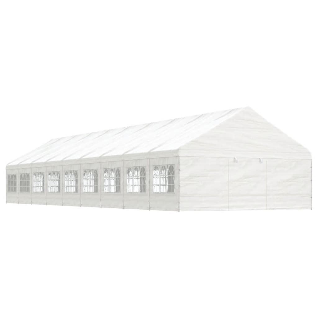 Pavėsinė su stogu, balta, 20,07×5,88×3,75m, polietilenas Pavėsinė su stogu, balta, 20,07x5,88x3,75m, polietilenas - Image 2