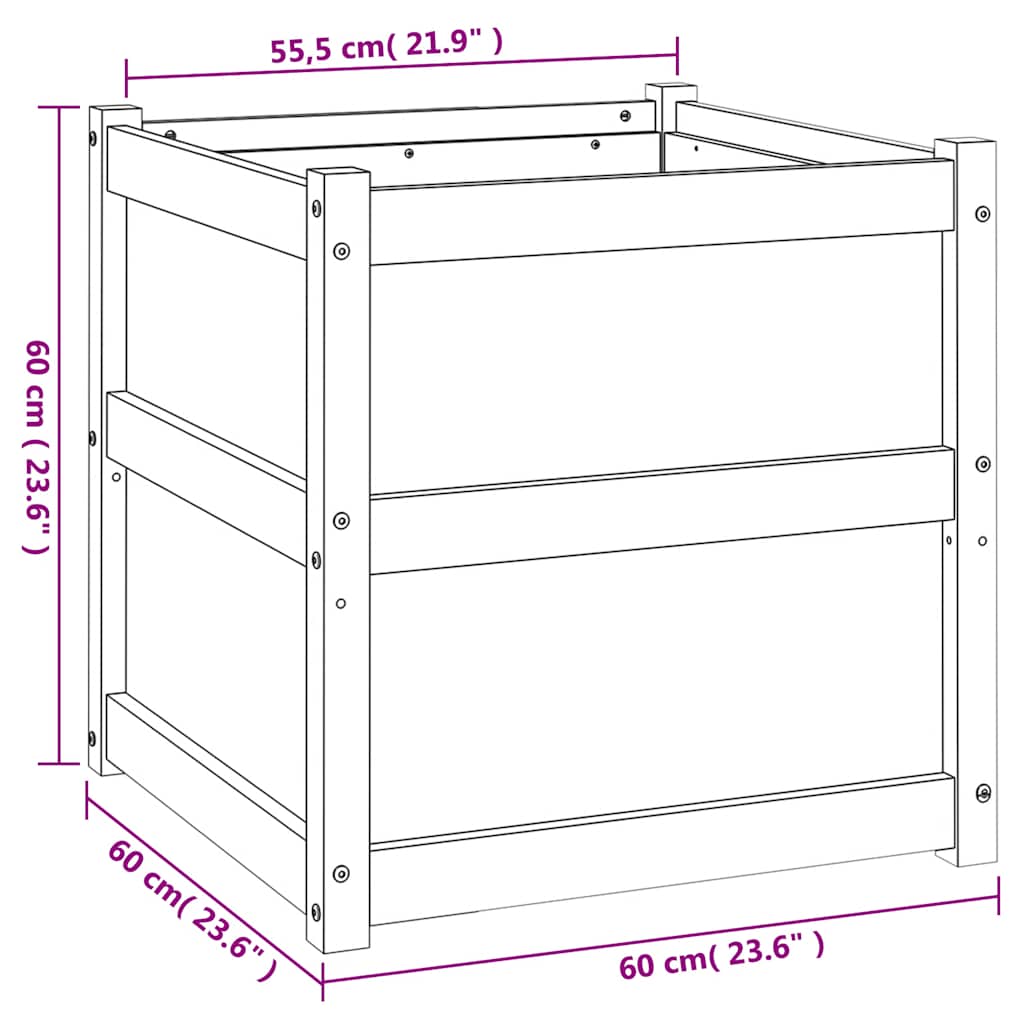 Sodo lovelis, baltas, 60x60x60cm, pušies medienos masyvas Sodo lovelis, baltas, 60x60x60cm, pušies medienos masyvas