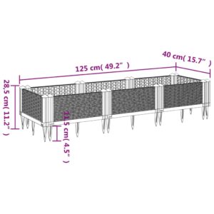 Sodo lovelis su kuoliukais, juodas, 125x40x28,5cm, PP