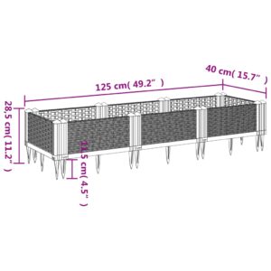 Sodo lovelis su kuoliukais, pilkas, 125x40x28,5cm, PP