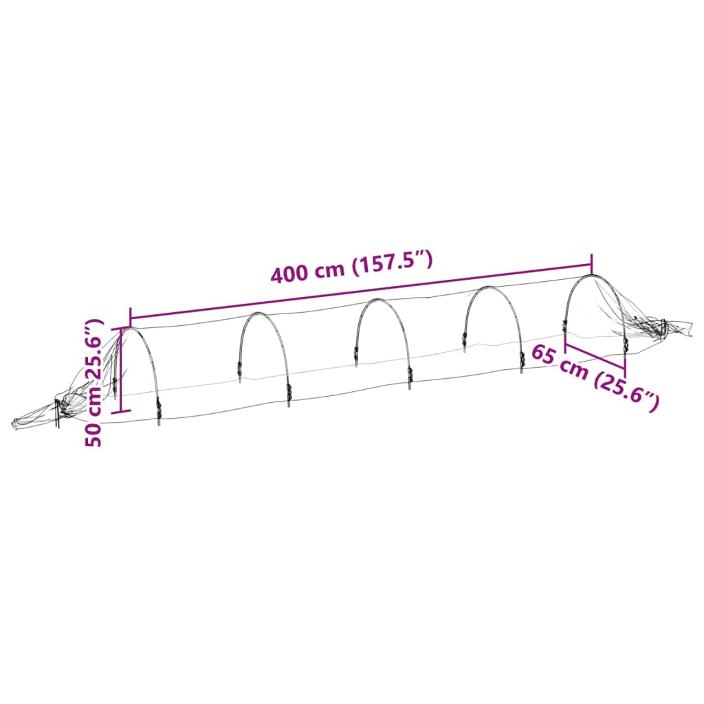 Tinklelio tuneliai, 3vnt., 1,5x5m, stiklo pluoštas ir PP Tinklelio tuneliai, 3vnt., 1,5x5m, stiklo pluoštas ir PP
