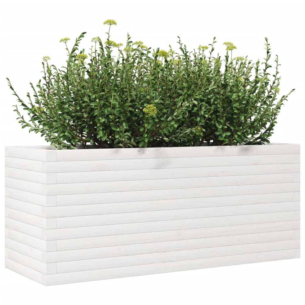 Sodo lovelis, baltas, 110x40x45,5cm, pušies medienos masyvas Sodo lovelis, baltas, 110x40x45,5cm, pušies medienos masyvas - Image 4