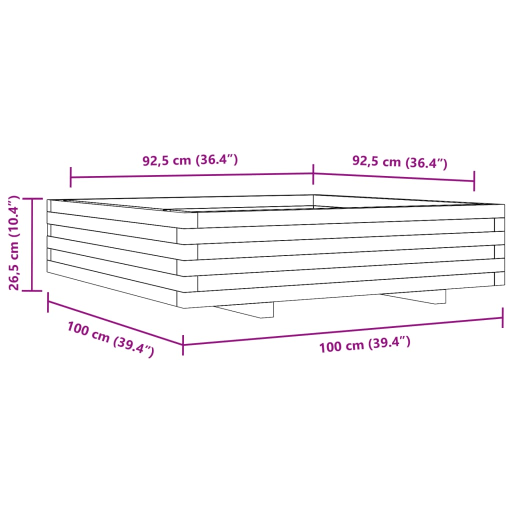 Sodo lovelis, 100x100x26,5cm, pušies medienos masyvas Sodo lovelis, 100x100x26,5cm, pušies medienos masyvas