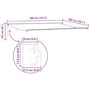Mechaninis traukiamas markizės rėmas Baltas 4 x 2 m Aliuminis