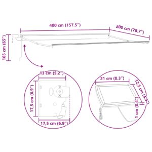 Manual Awning Frame with Solar LED 4 x 2 m Antracito