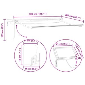 Rankinis markizės rėmas su LED Baltas 3 x 2 m Aliuminis