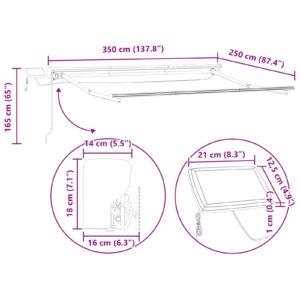 Rankinis markizės rėmas su LED Baltas 3,5 x 2,5 m Aliuminis