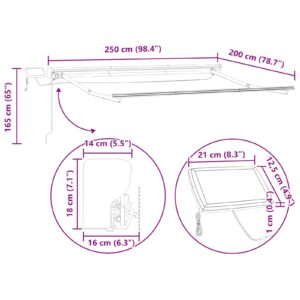 Manual Awning Frame with Solar LED 2,5 x 2 m Antracito