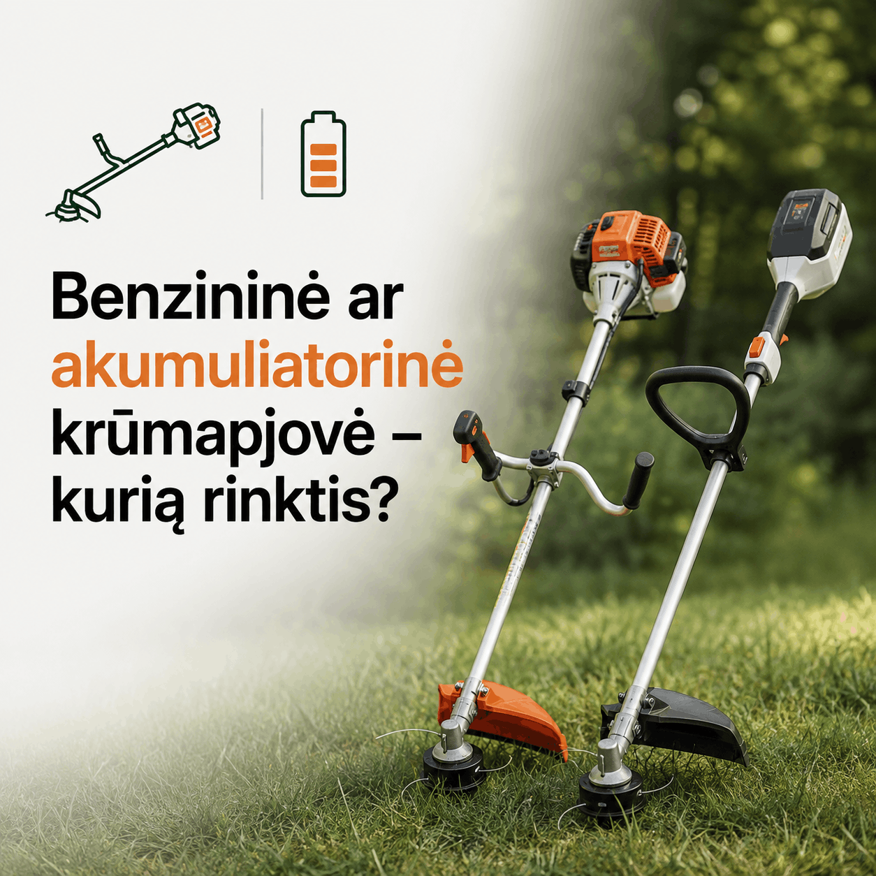 Benzininė ar akumuliatorinė krūmapjovė – kurią rinktis?