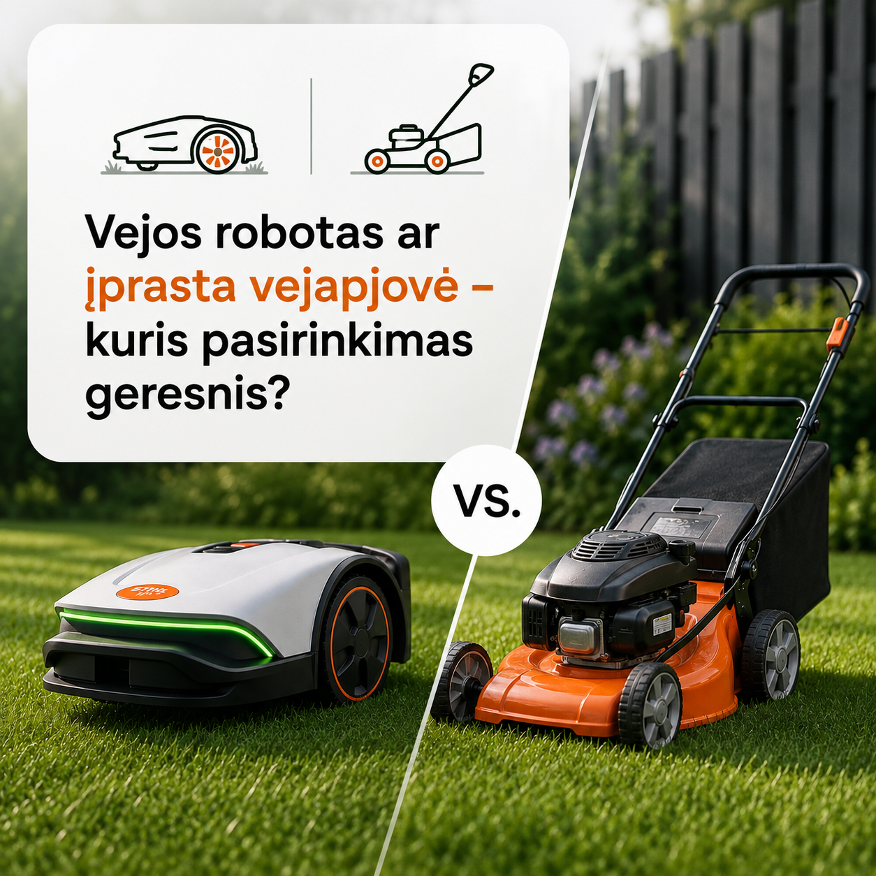 Vejos robotas ar įprasta vejapjovė – kuris pasirinkimas geresnis?