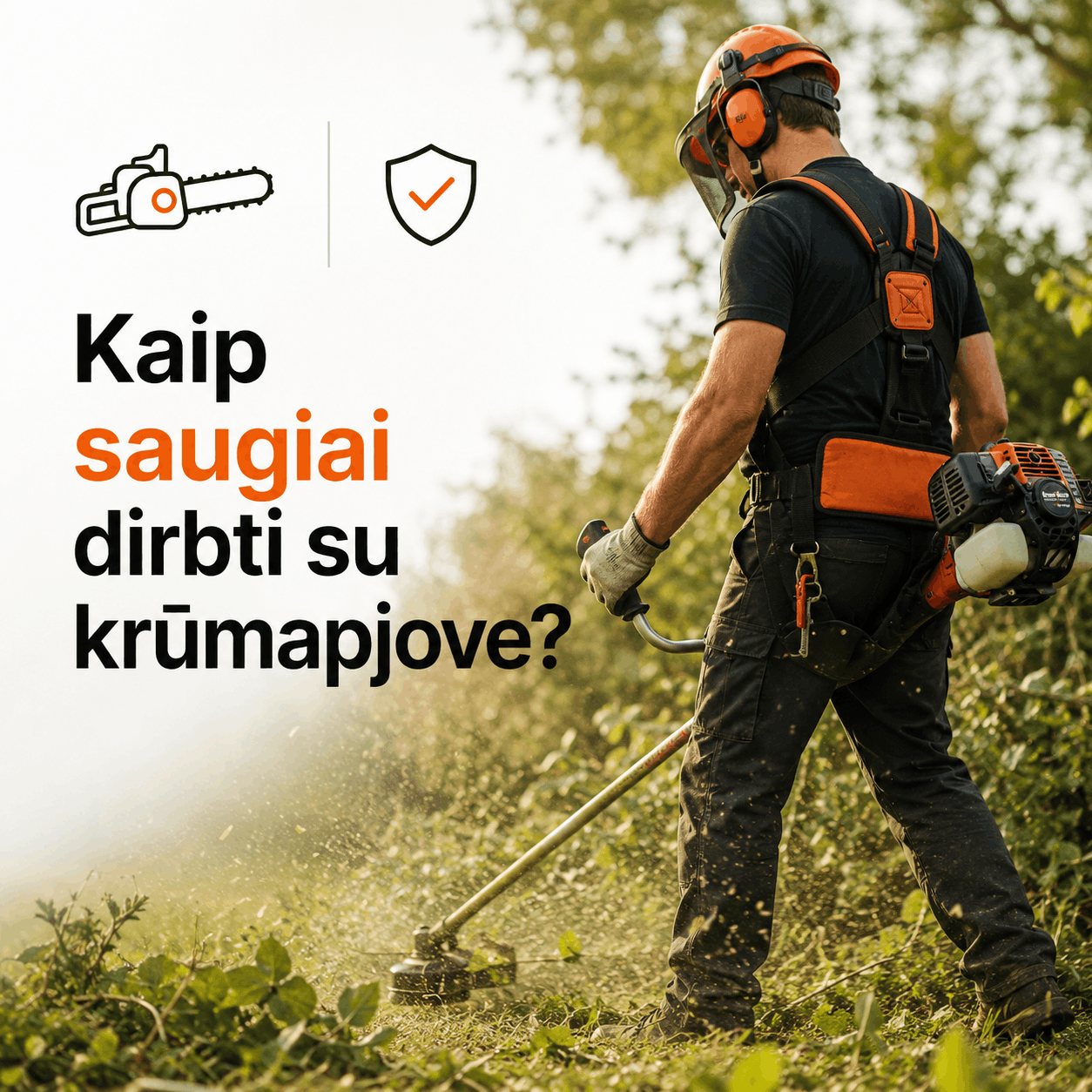 Kaip saugiai dirbti su krūmapjove?