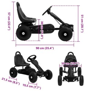 Pedalais minamas kartingas su pneumat. padangomis, juodas