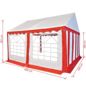 Sodo palapinė, PVC, 3x 4 m, raudona ir balta